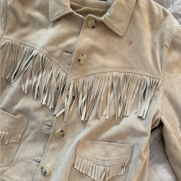 Ralph Lauren Camel Suede Leather Jacket Western Style Boho Fringe - Picture 11 of 17